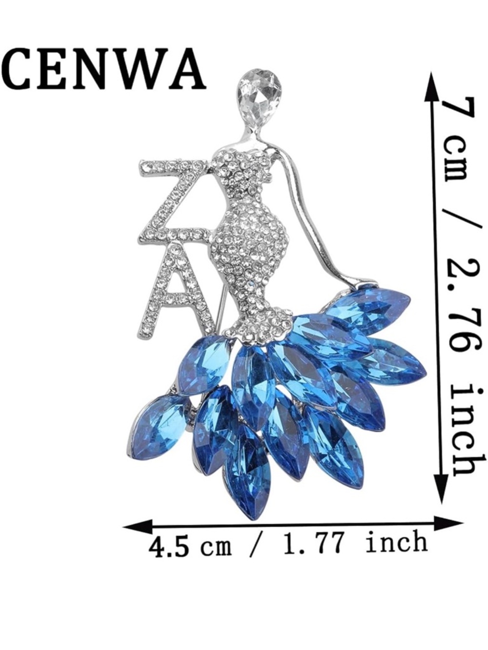 Blue Crystal Dance Pendant Necklace - Silver Tone